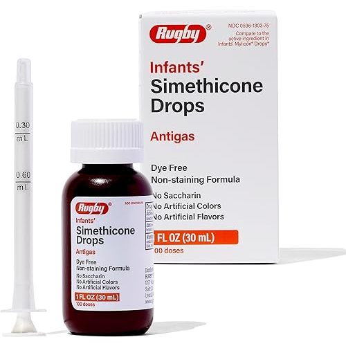 Rugby Infants' Gas Relief Drops - Simethicone 20 mg Gas Relief Liquid for Newborns, Babies, Toddlers and Kids - No Artificial Colors, Flavors or Dyes - 1 Fl Oz
