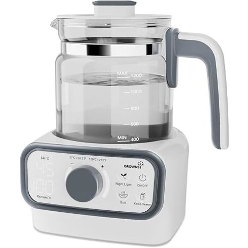 Baby Instant Warmer, Glass Water Boiler with Accurate Temperature Control for Formula, Coffee and Tea, 1.3 Liter Electric Kettle with LCD Display and Timer