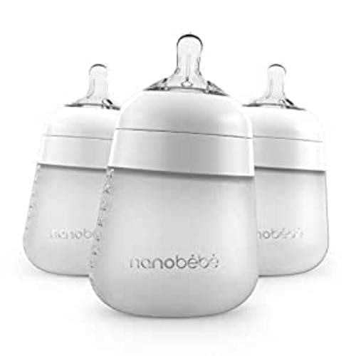 Amazon.com : Nanobébé Flexy Silicone Baby Bottle, Anti-Colic, Natural Feel, Non-Collapsing Nipple, Non-Tip Stable Base, Easy to Clean, 3-Pack, White, 9oz : Baby