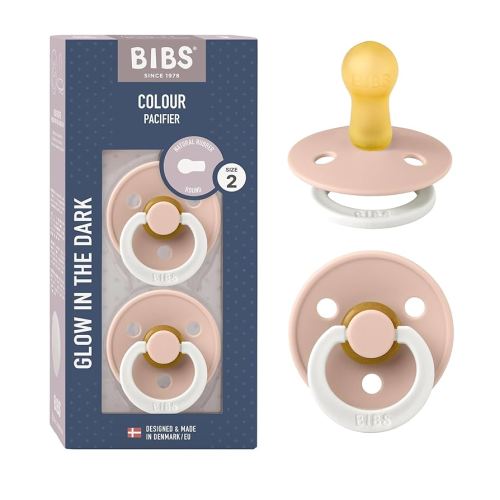 BIBS Pacifiers Colour Collection | Natural Rubber Baby Pacifier | 6+ Months (Pack of 2) | Blush Night