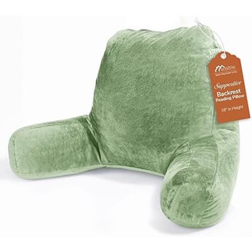 Sasttie Reading Pillow for Sitting in Bed Adult, Back Pillow for Bed Sitting Up, Backrest Back Support Chair Pillow, College Dorm Essentials for Girls and Boys, Sage Green Standard