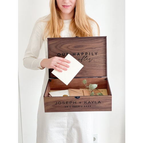 Custom Memory Keepsake Wooden Love Box with Personalization - Valentines Wedding letter post card box, Couple Gift for Him, Her, Boyfriend