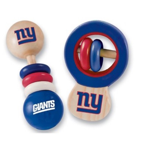 BabyFanatic Wood Rattle 2 Pack - NFL New York Giants Baby Toy Set
