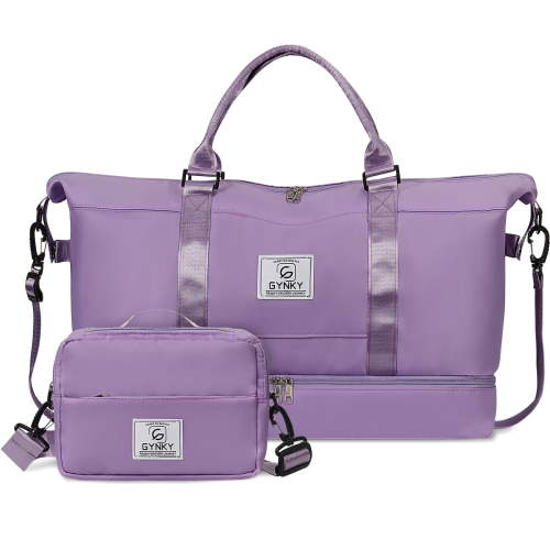 Gynky Travel Duffle Bag Set 2 Pack Weekender Bags for Women with Shoe Compartment Carry On Overnight Gym Duffel Bags with Wet Pocket Hospital Bags for Labor and Delivery