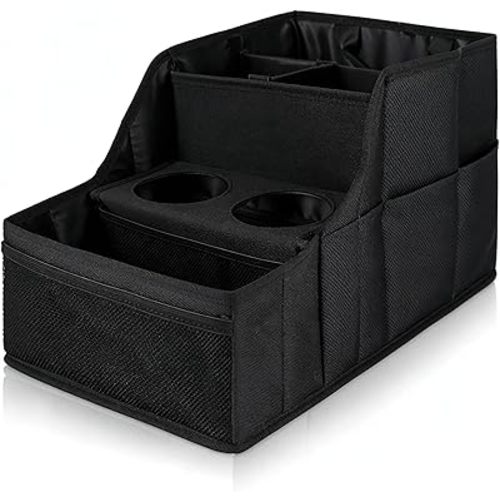 Car Seat Organizer Backseat and Passenger Seat Organizer with 9 Compartments 2 Cup Holders Car Organizer Front Seat Storage for Travel Kids，Black