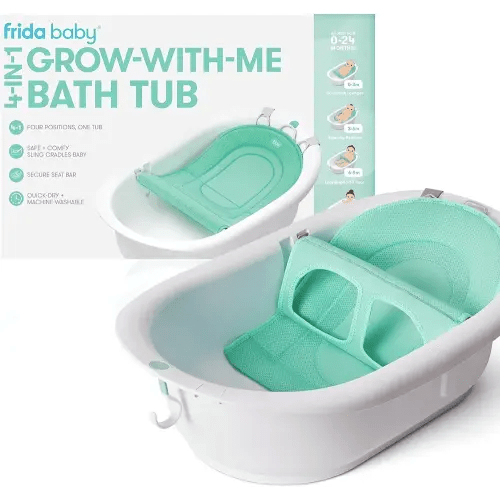 Frida Baby 4-in-1 Grow-with-Me Baby Bathtub, Baby Tub for Newborns to Toddler with Removable Bath Seat & Backrest for Bath Support in Tub