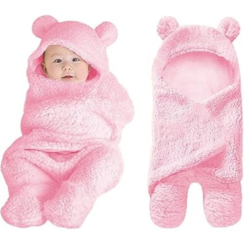 XMWEALTHY Cute Baby Items Newborn Plush Nursery Swaddle Blankets Soft Infant Girls Clothes Pink