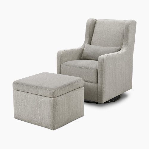 Carter's by DaVinci Adrian Swivel Glider with Storage Ottoman - Performance Grey Linen