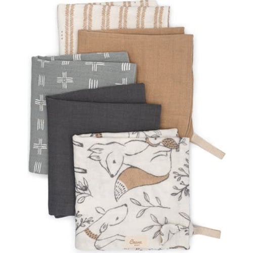 Parker 5-Pack Assorted Cotton Muslin Washcloths