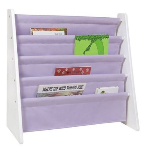Wildkin Premium Sling Kids' Book Shelf White/lilac: 4-shelf Mdf Novelty Bookcase For Ages 3+, 25" W X 24" H X 11" D