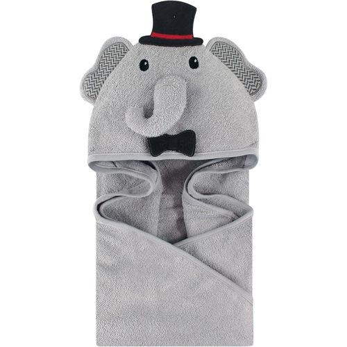 Little Treasure Unisex Baby Cotton Animal Face Hooded Towel, Mr Elephant, One Size