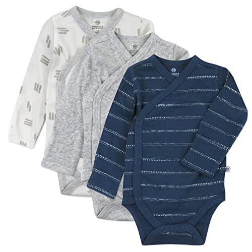 HonestBaby 3-pack Long Sleeve Side-snap Kimono Bodysuits - Newborn