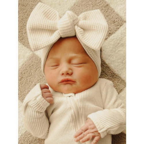 Organic Waffle Knot Bow, Snow – SpearmintLOVE