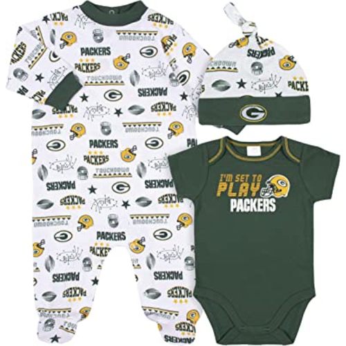 Nfl Green Bay Packers Infant Boys' Aop 3pk Bodysuit : Target