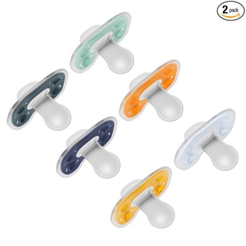 Dr. Brown's Advantage One-Piece Silicone Baby Pacifier, Fully Symmetrical Soother, Blue/Blue/Orange/Green/Teal/Bisque, 6-18m, BPA Free, 6 Pack