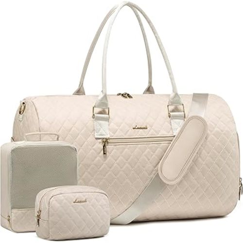 LOVEVOOK Travel Duffle Bag, Weekender Bag for Women with Toiletry Bag, Carry on Overnight Bag with Shoe Compartment,Gym Duffel Bag with Wet Pocket,Mommy Hospital Bags for Labor and Delivery 3Pcs
