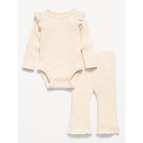 Ribbed Ruffle-Trim Bodysuit and Pants Set for Baby