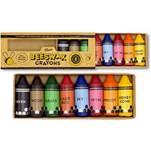 Hieno 100% Pure Beeswax Crayons Non Toxic Handmade - Natural Jumbo Crayons Safe For Kids & Toddlers With Natural Food Coloring - Crayon For Toddlers Shaped For Perfect Grip (Rounded) - Toddler Colors