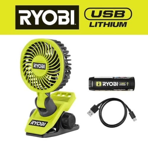 USB Lithium Clamp Fan Kit with 2.0 Ah USB Lithium Battery and Charging Cable