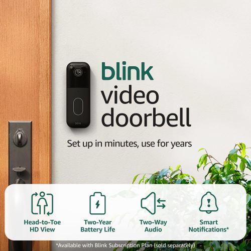 Blink Video Doorbell (newest model) – Head-to-toe HD view, two-year battery life, and simple setup. Sync Module Core included – System (Black)