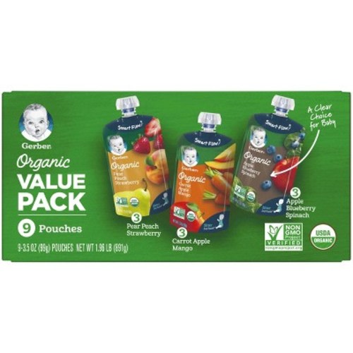 Gerber Organic 2nd Foods Fruit & Veggie Baby Food Value Pack - 9ct/3.5oz Each