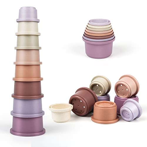 Baby Stacking Toy Cups,Toddler Stackble Bath Toy for 1-3,Nesting Cups Pool Toys for 6-12 Months Infant,Kids Early Educational Montessori Gift for 2-4 Years Old Boys Girls