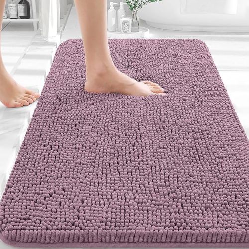 OLANLY Bathroom Rugs 30x20, Extra Soft Absorbent Chenille Bath Rugs, Rubber Backing Quick Dry, Machine Washable Bath Mats for Bathroom Floor, Tub and Shower, Home Decor Accessories, Deep Plum