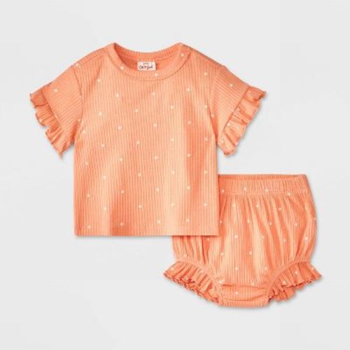 Baby Girls' Ruffle Set - Cat & Jack™ Peach Orange 3-6M