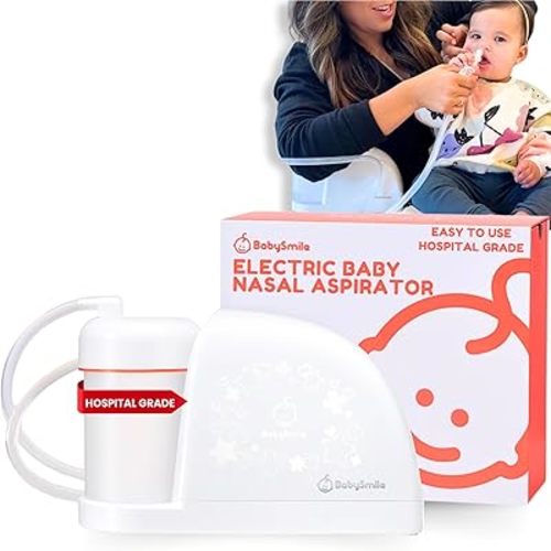 BabySmile | Electric Baby Nasal Aspirator | Hospital Grade Nose Suction for Newborn | Snot Sucker for New Borns & Toddlers | Boogers/Mucus (Large)