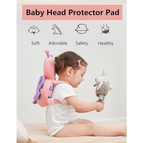 Baby Head Protection Cushion Backpack -Pink Butterfly