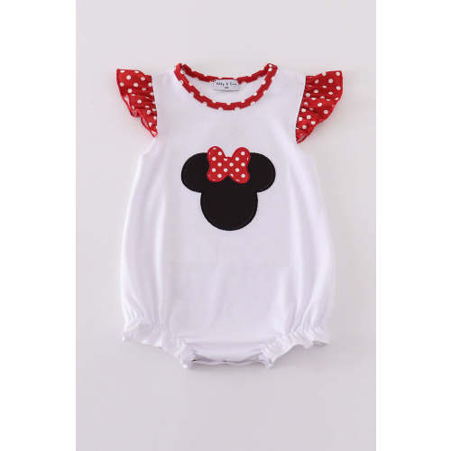 Red character applique girl bubble – HoneyBean