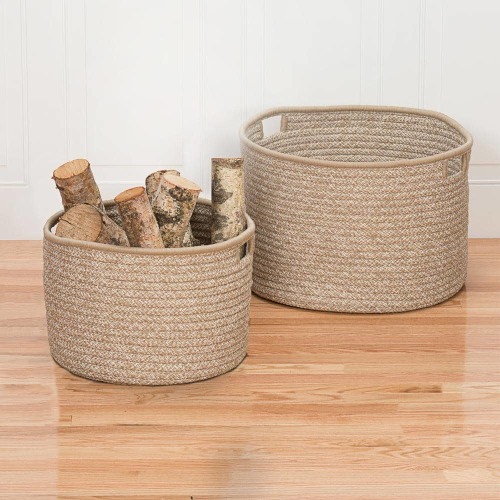 Casablanca 15 in. x 15 in. x 12 in. Sand Round Polypropylene Braided Basket