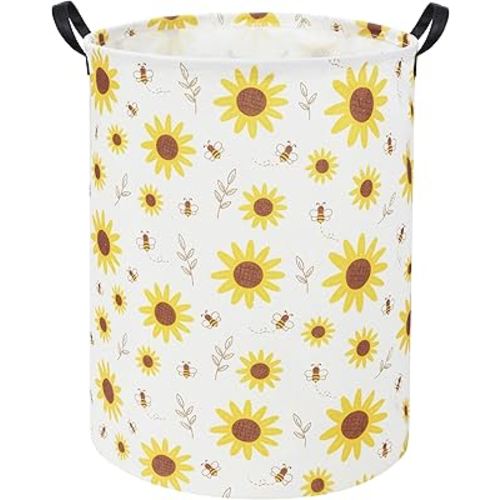 Sunflower Kids Laundry Basket Baby Hamper Sunflower Toy Storage Bin for Boys Room Decor Baby Nursery Hamper Gift Baskets for Bedroom Bathroom(Sunflower)