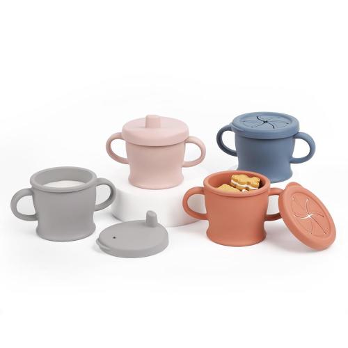 Blue Stone and Gray - Haakaa Silicone Sip-N-Snack Cup 8 oz