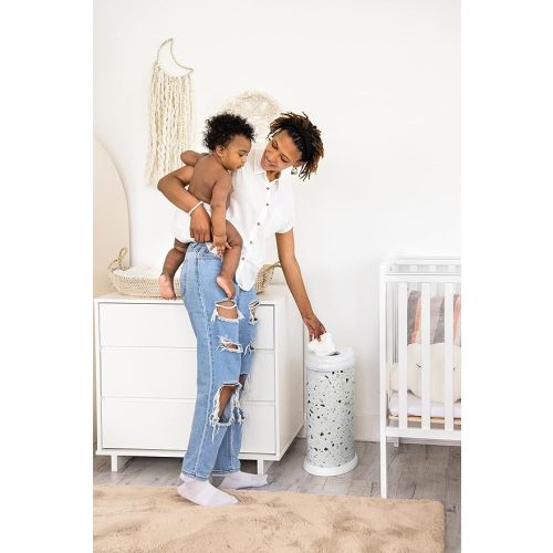 Ubbi Stainless Steel Diaper Pail, Odor Locking, No Special Bag Required, Award-Winning, Registry Must-Have, Terrazzo