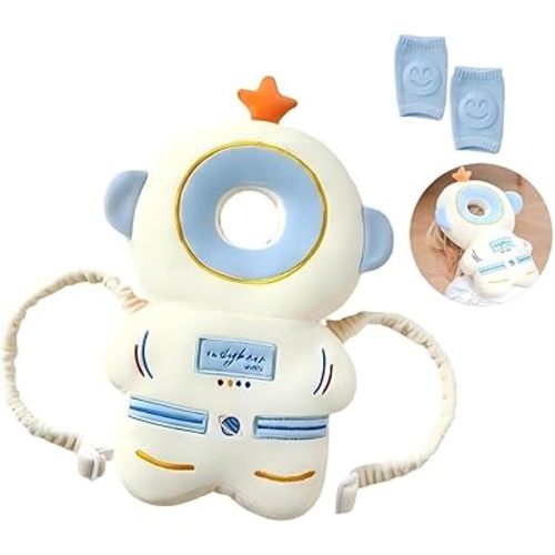 Baby Head Protector Backpack Wear,Toddler Adjustable Baby Head Protection with Baby Knee Pads for Crawling, Head Protector for Baby Walking, Baby Fall Back Head Protector(Future Astronaut)