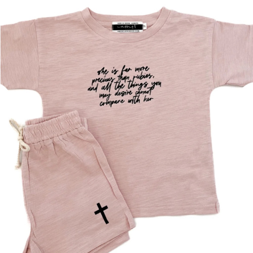 She is Far More Precious Shorts & Tee Set – AmorClothingCo.