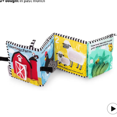 Baby Einstein Farm Explorers Counting at The Farm Soft Activity Book, Multisensory, for Tummy Time, Ages 0+ Months