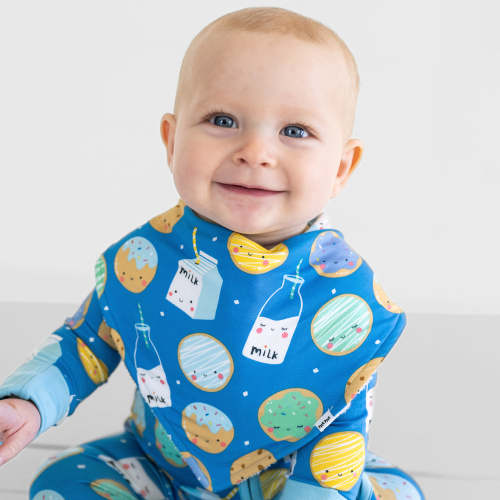 Blue Cookies & Milk Bandana Bib - Little Sleepies