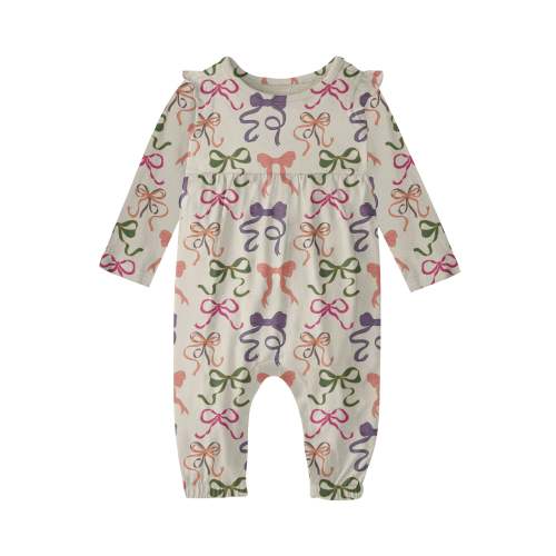 Long Sleeve Flutter Romper- Bows