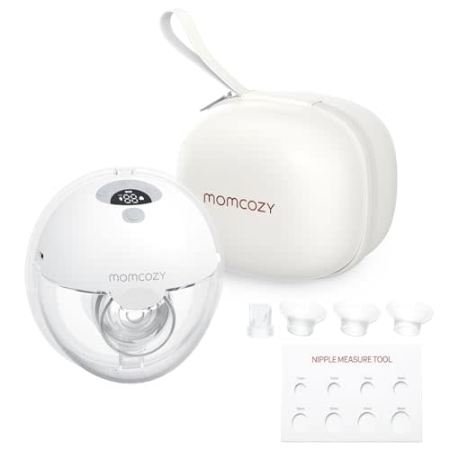 Momcozy M5 Hands-Free Wearable Breast Pump, Double-Sealed Flange for Baby-Like Comfort, 3 Modes & 9 Suction Levels, Portable Electric Pump – 24mm, 1-Pack Quill Gray