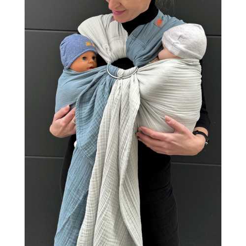 Twin Ring Sling (Silver and Aqua)