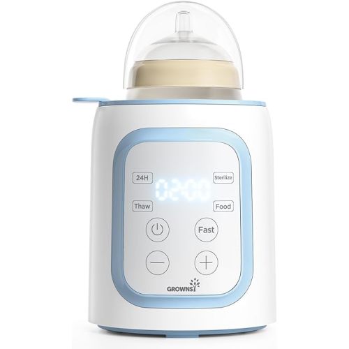 Grownsy Bottle Warmer, 8-in-1 Fast Baby Milk Warmer with Timer for Breastmilk or Formula, Accurate Temperature Control, Multifunctional Baby Bottle Warmers for All Bottles- Blue