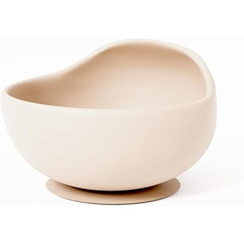 Beige Silicone Suction Bowls for Baby Girls Bowls for toddlers 1-3 years old made with Food Grade Silicone Toddler Bowl