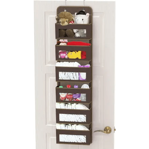 Simple Houseware Over Door/Wall Mount 6 Clear Window Pocket Organizer, Brown