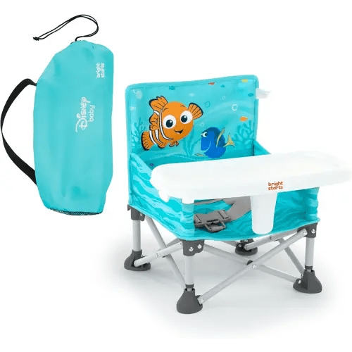Bright Starts Disney Finding Nemo Pop 'N Sit Portable Booster, Indoor/Outdoor Use, Floor Seat with Feeding Tray, 6 Mos - 3 Yrs