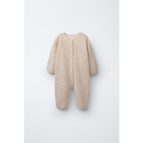 Wool and Cashmere Blend Jumpsuit - Sand / Marl | ZARA