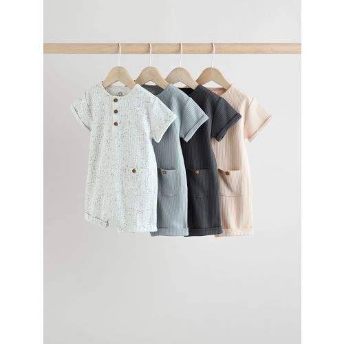 Mono Grandad Button Neck 4 Pack Baby Rompers