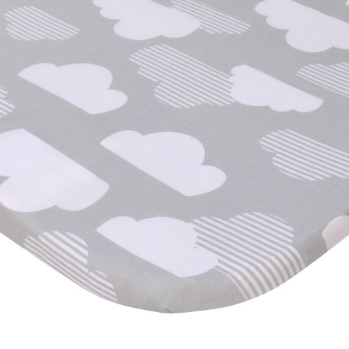 Grey & White Clouds Skip Hop Cozy-Up 2-in-1 Bedside Sleeper 100% Cotton Fitted Bassinet Sheet - Grey & White Clouds | skiphop.com