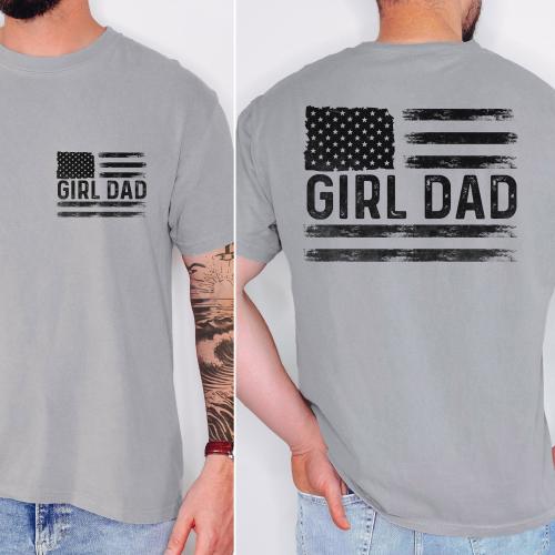 Comfort Colors® Girl Dad Shirt Cool Dads Club Tee American Flag Patriotic Dad Tee Father's Day Gift New Dad Gift Trendy Dad Shirt